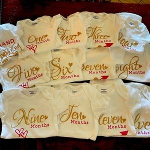 Gerber, 13 Onesies, White with Pink and Gold Sparkle, Size 0-12 Months